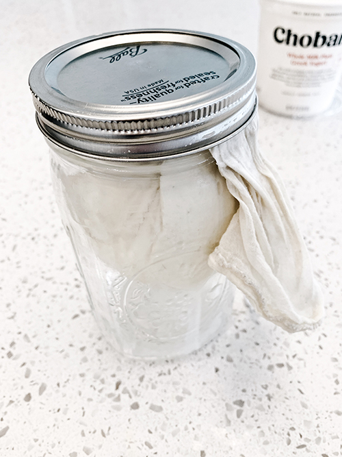 Labneh being Strained