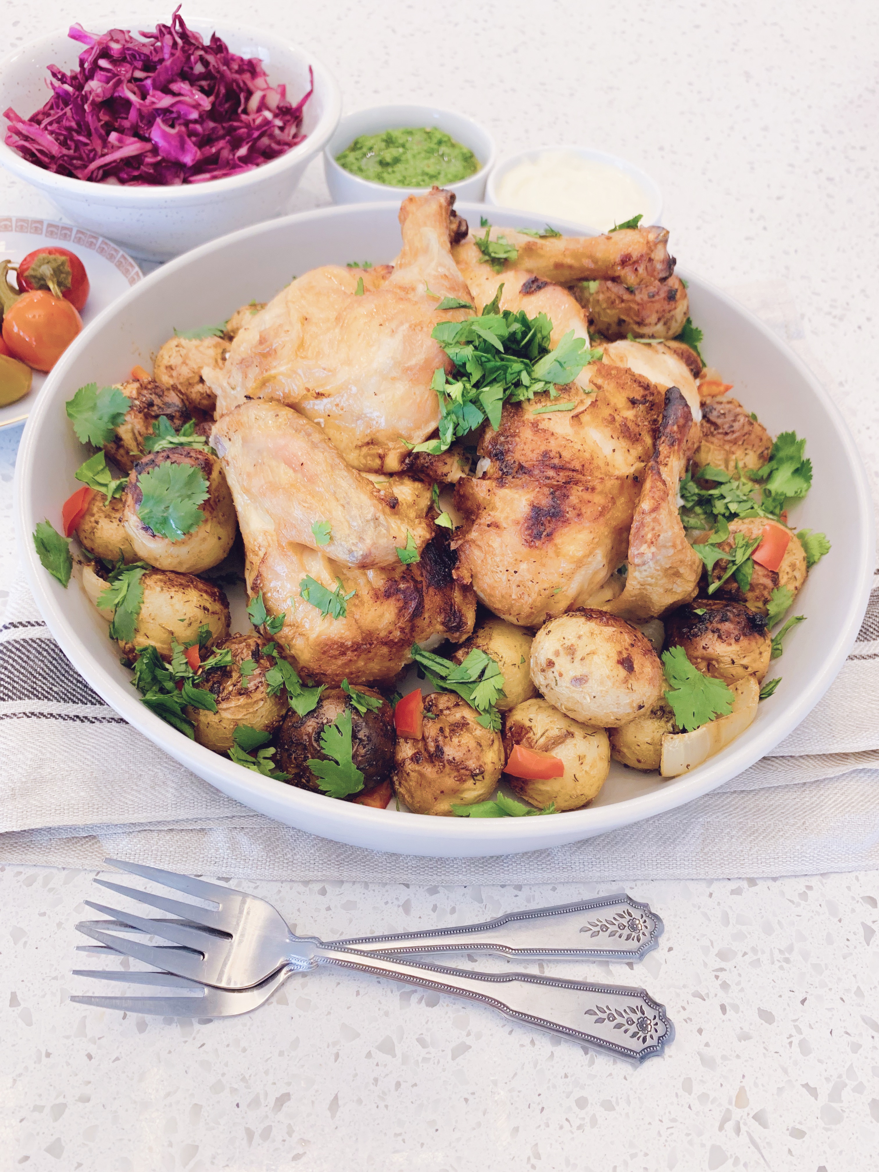 Roast Chicken and Batata Harra