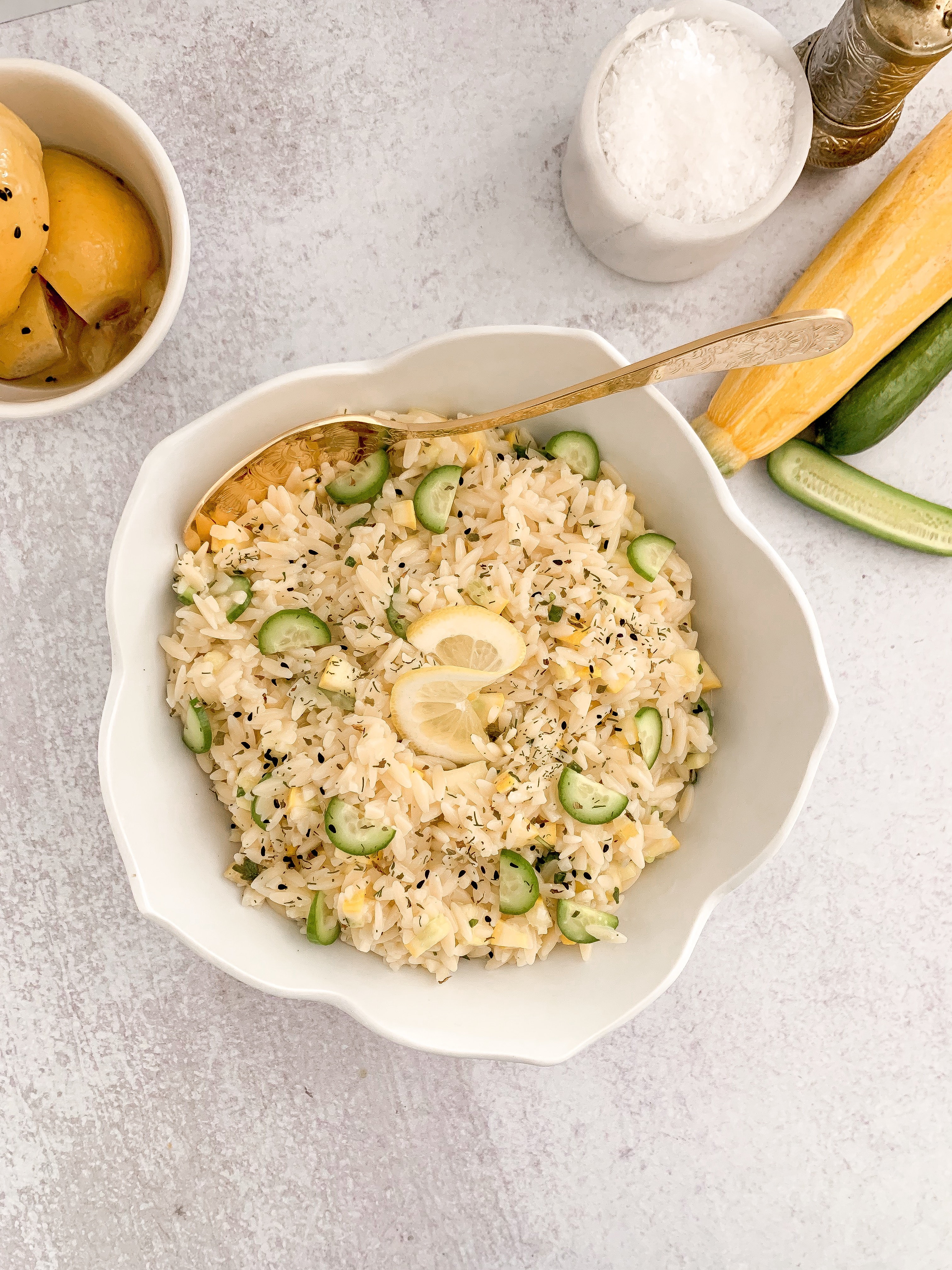 Orzo Salad with Preserved Lemon, Summer Squash, and Mint